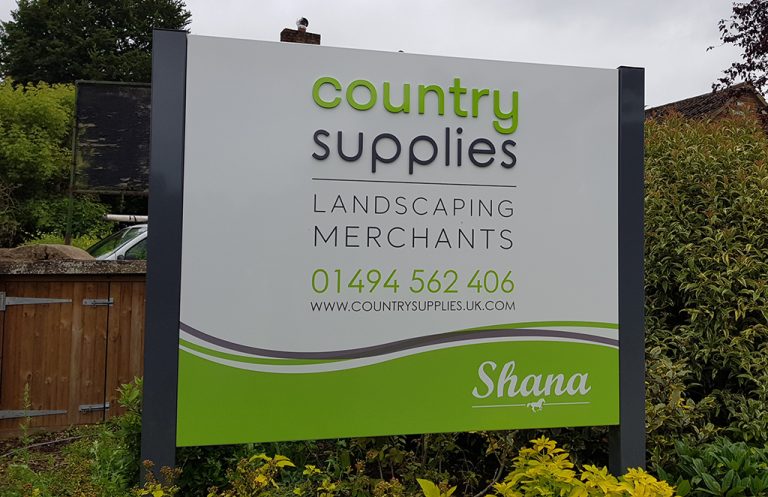 Country Supplies post-mounted sign by Signscope